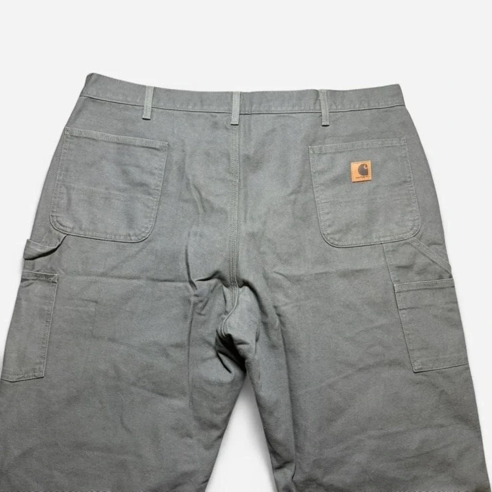 Carhartt Canvas Plaid Lined Dungaree Utility Pants‎ Gray Size 44x32 B111 MOS